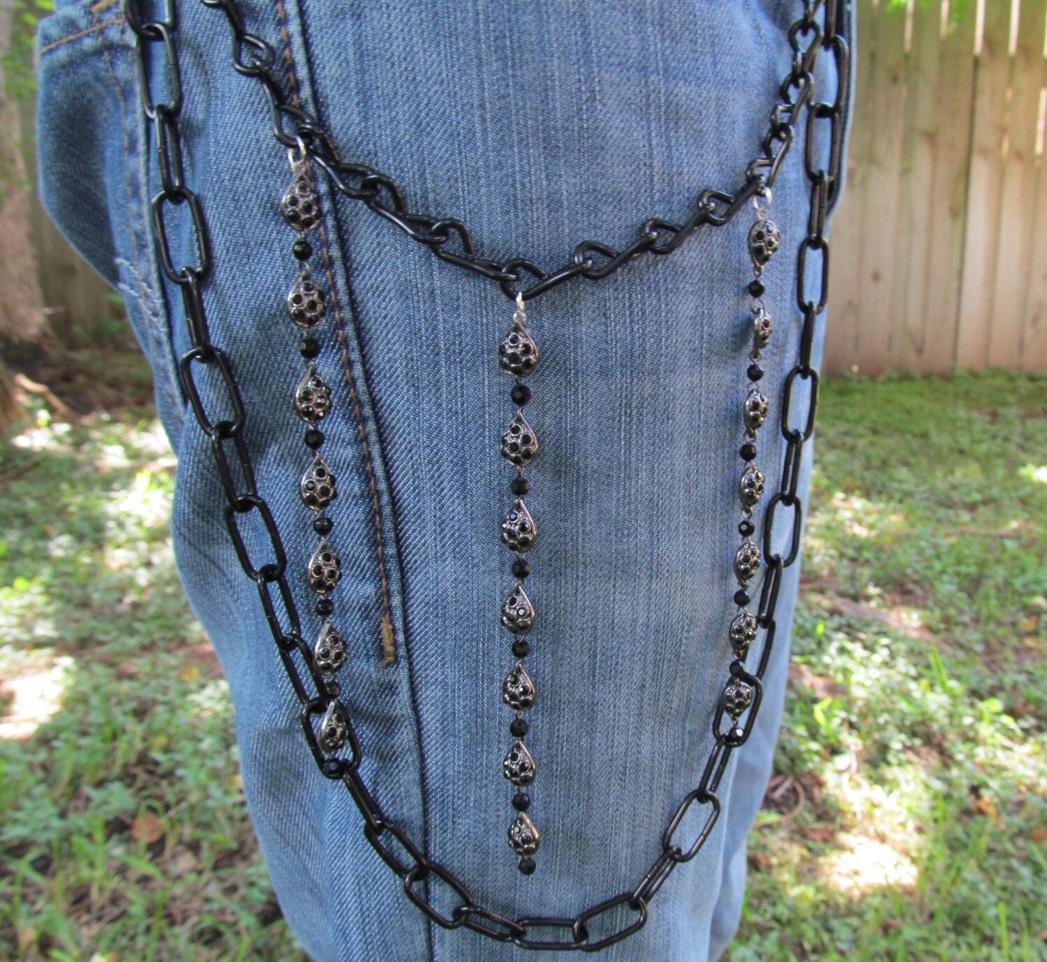 Jean Jewelry Jean Chains Black Dangling chain J 13