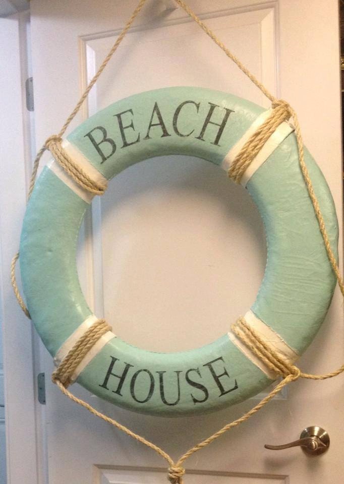 Canvas Life Preserver Ring Vintage Beach House Wall Hanging