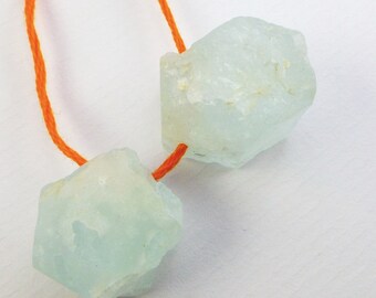AQUAMARINE BeadS. Natural. Rough Beads. Hexagon Shaped. Gorgeous Focal Beads. 59.0 cts. 16x21 to 16x17mm (EM937)