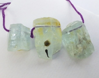 SuPeR DeAl AQUAMARINE BeadS. Natural. Rough Beads. Gorgeous Focal Beads. 99.30 cts. 12x18 to 17x25 mm (Em878)