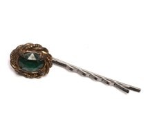 Green Art Deco Hair Clip Handmade H eadpiece Made in USA 1920s Bling ...
