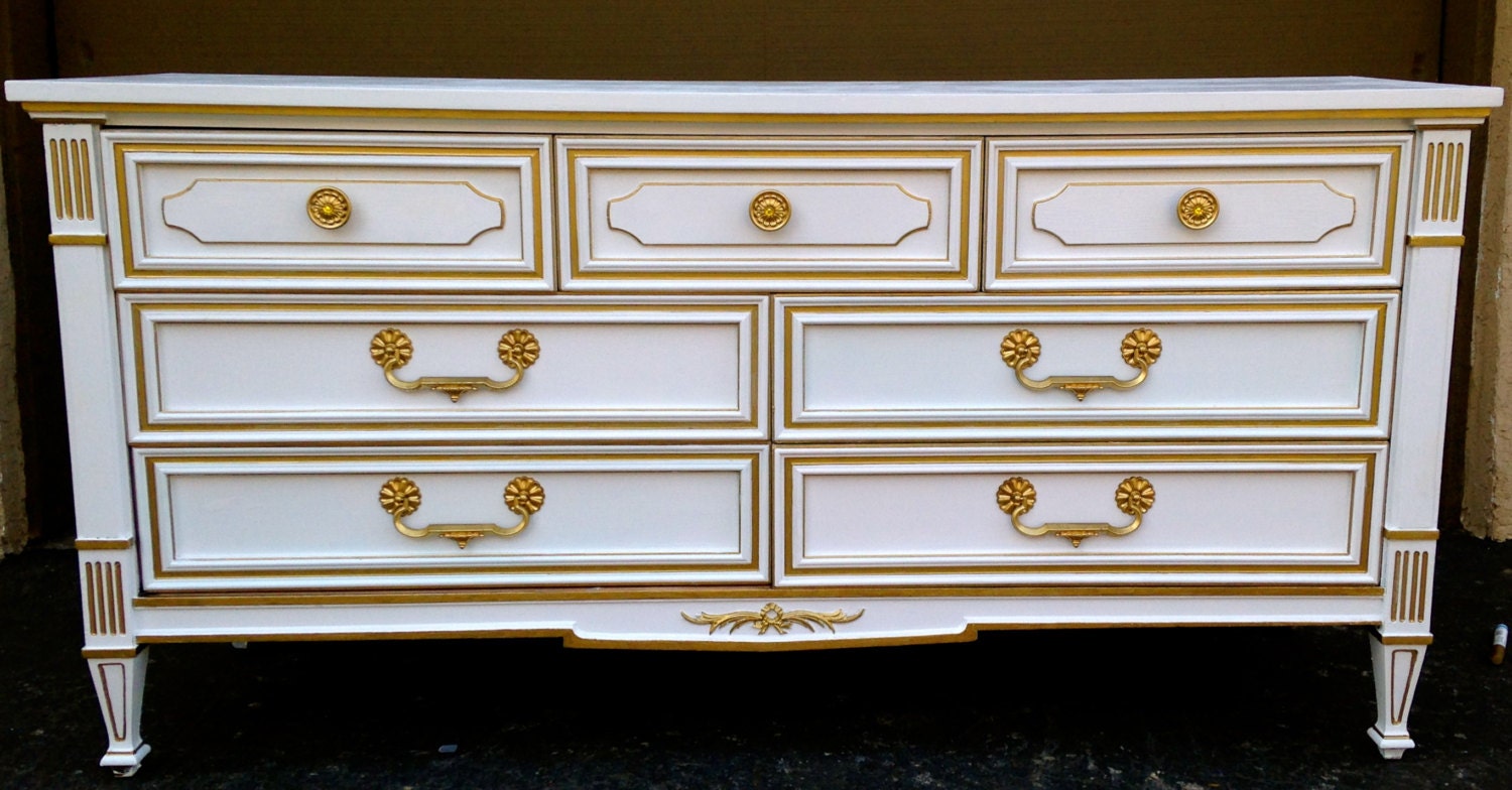 Regal White and Gold Regency Dresser made by by siennabellarose