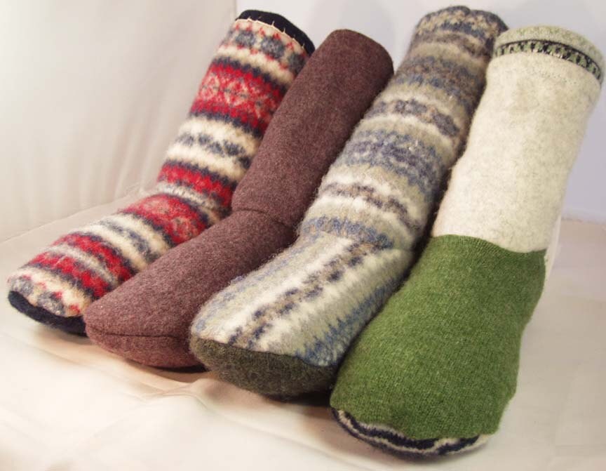 Slipper Boots made with ReCycled Felted Wool Sweaters made to