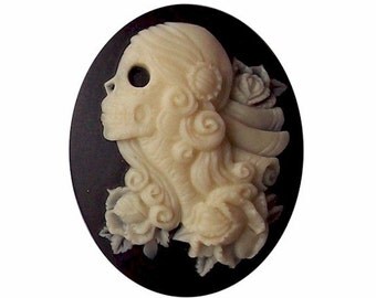 1 40x30 resin Zombie cameo black gothic Skull Jewelry lolita punk skeleton cabochon diy gypsy wedding halloween choker supply cabachon 740x
