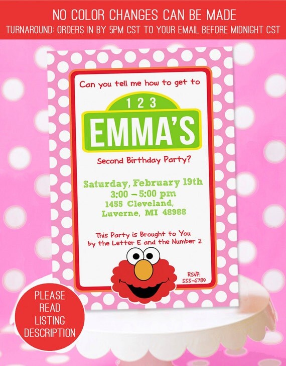 Elmo Invitation Pink - Elmo Birthday Party Printable - Includes Thank You, Address Labels & Envelope Seals -Sesame Street - Amanda's Parties Il_570xn
