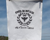 Hotel De Royals Paris T Towel, 25L X 19W, Handmade and Hand Stenciled