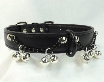 slave collar fetish collar black leather bdsm collar slave bell collar mature leather choker by pinchthemuse