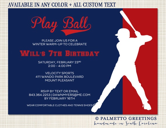 PRINTABLE Baseball Birthday Party Invitation by PalmettoGreetings