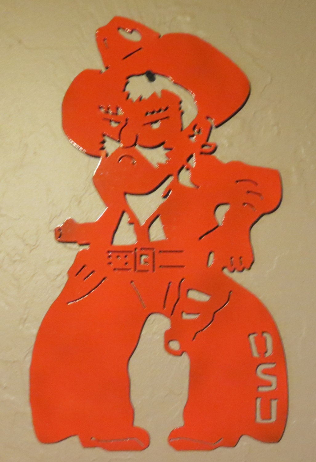 Pistol Pete Oklahoma state cowboys plasma metal by metalartbyus