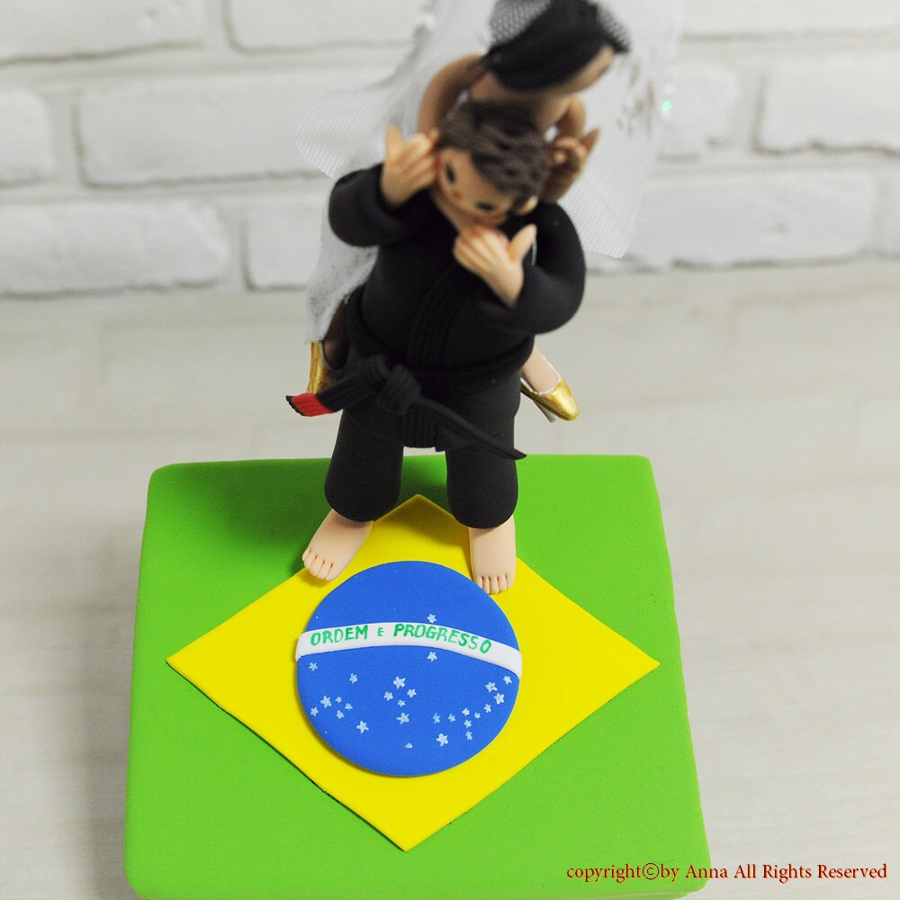 Brazilian jiu jitsu judo custom wedding cake topper decoration