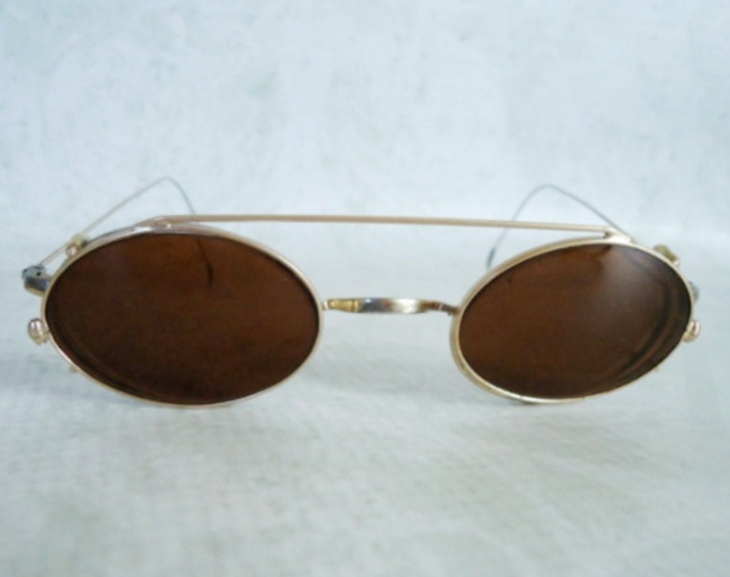 Mid Century Wire Rimmed Sunglasses Eyeglasses / Retro Round Wire Rim ...