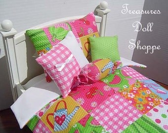 Doll Bedding 5 Pc Set for 18 Inch Dolls - Summer Fun