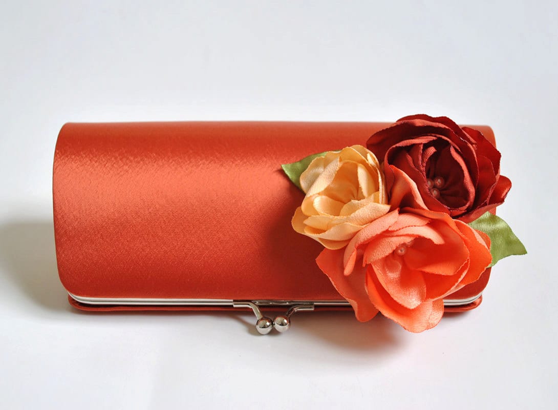 Burnt orange clutch with shades of orange flowers Fall