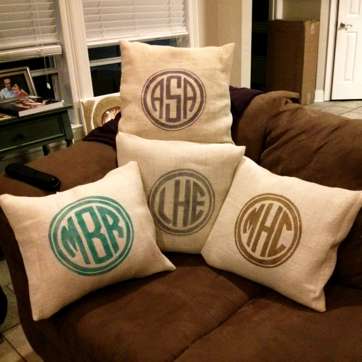 Monogrammed Burlap Pillow