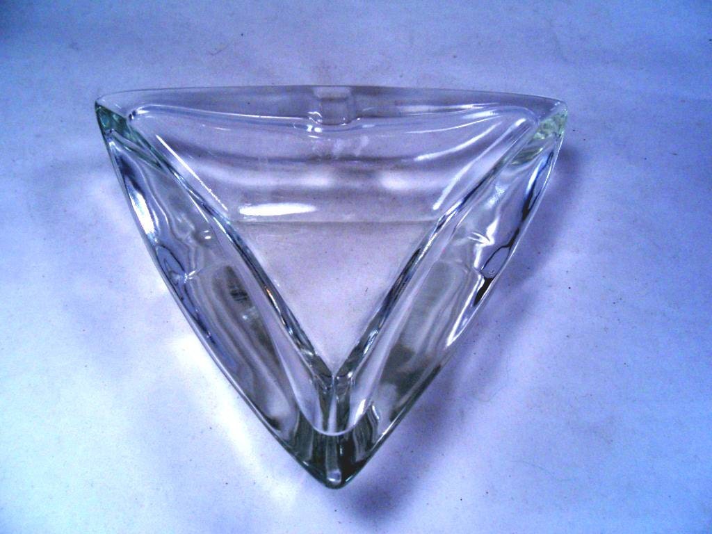 Large Glass Triangle Ashtray Vintage 50s