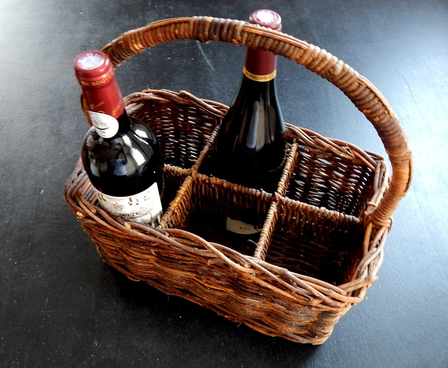 French Vintage 6 Bottle Wine Carrier in by Vintagefrenchlinens