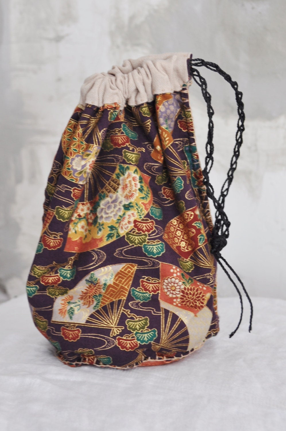 Boro Inspired Bag Reticule Purse/Drawstring Bag/Asian