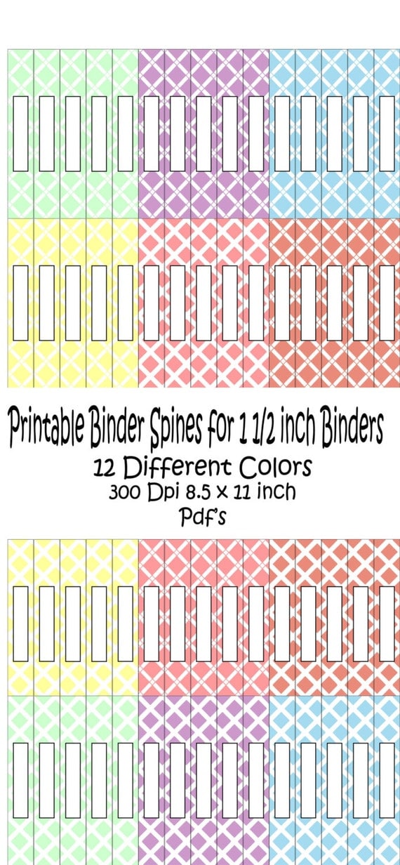 Printable Binder Spine Pack Size 1 1/2 Inch-6 by PurposelyDesigned