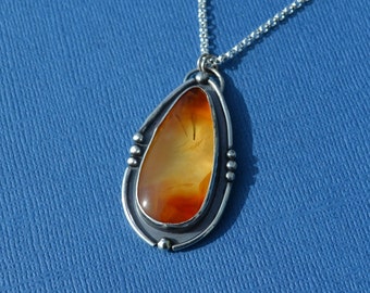 Sterling Silver and Oregon Carnelian Agate Necklace