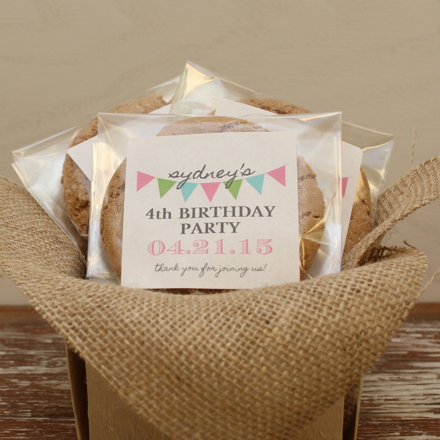24 Personalized Cellophane Cookie Bags Candy Bags Bunting