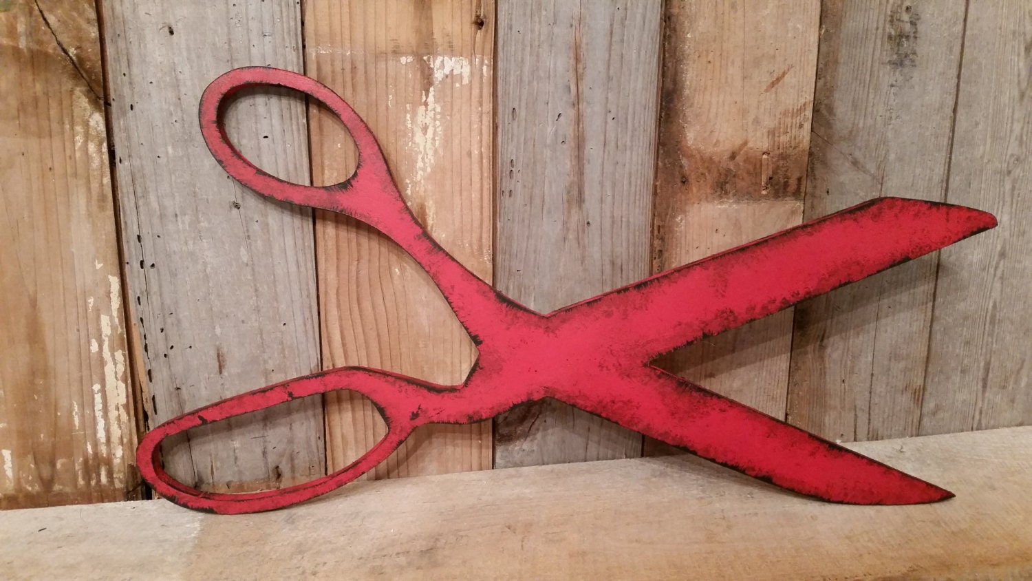 Rustic Scissors sign shabby chic red PERSONALIZE your WORD