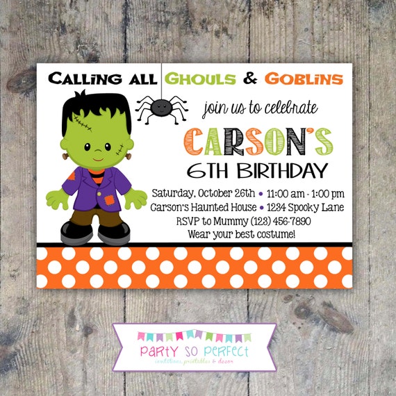 HALLOWEEN MONSTER INVITATION 5x7 Birthday Party - Boy Printable Il_570xn