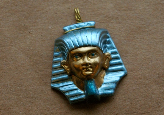 Hand-painted Wire-wrapped Pharoah Pendant