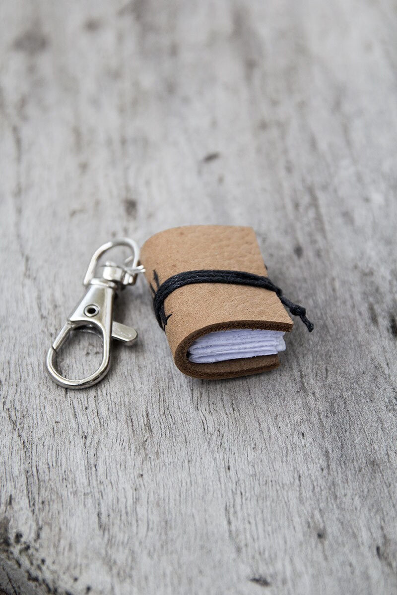 Mini book keychain leather keychain book charm key by BrotherWorks