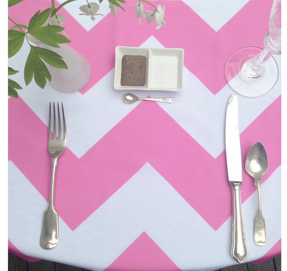 NO IRON Chevron Pattern Tablecloth Choice of Size Color