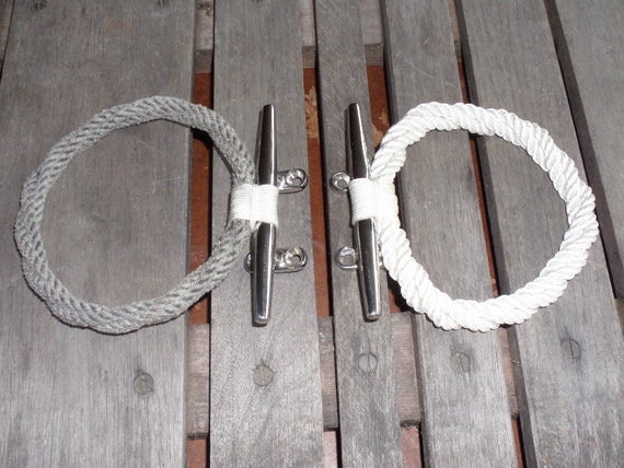 Rope Towel Ring With Stainless Steel Cleat Nautical Bathroom