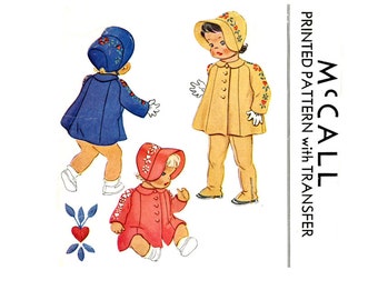 1940s bonnet hat patterns 1082 mccall toddlers leggings embroidered childrens breast coat sewing pants popular items patte rn suspender hats