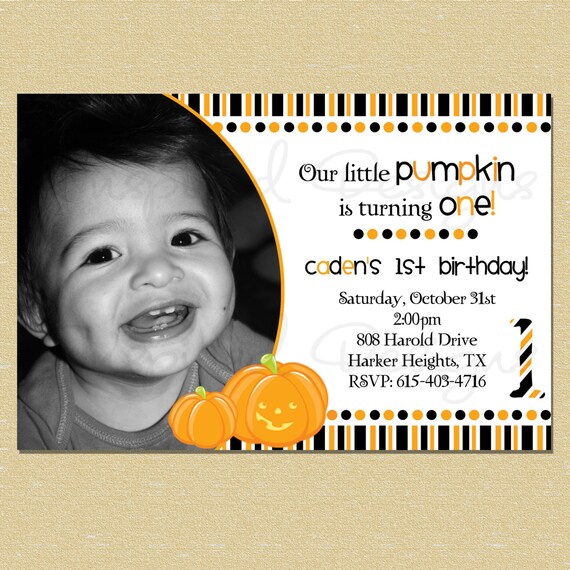 Black & Orange Pumpkin Birthday Invitation Il_570xn