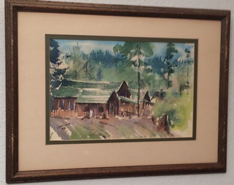 Vintage Original Signed Watercolor Painting by LOVELACE 1978 Framed 70's a