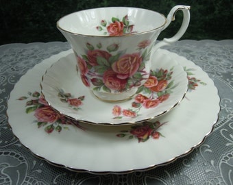 Royal Albert Centennial Rose Teacup & Plate - Royal Albert Teacup and Plate - Royal Albert - Centennial Rose Teacup - Royal Albert China