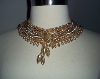 Vintage 50's Baar Beards Inc Simulated Pearl Collar Hand Made Top Hit Fashion