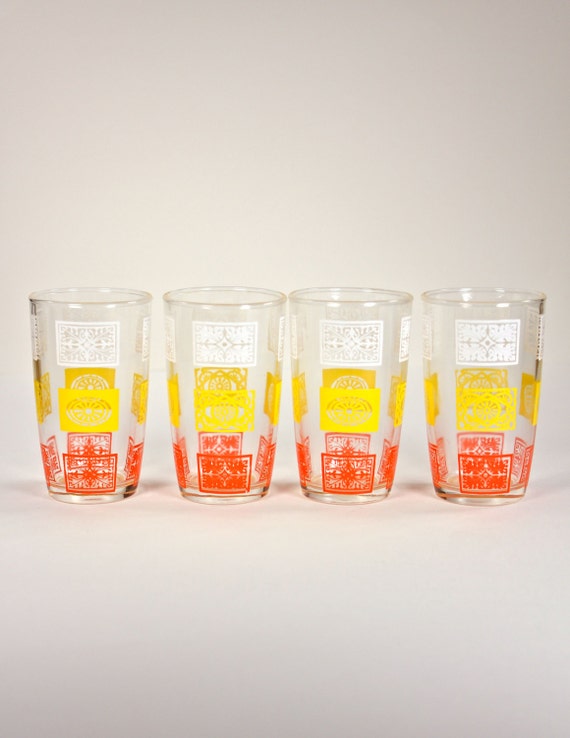 1950s Hazel Atlas Juice Glasses Set Of 4 Vtg Mid Century