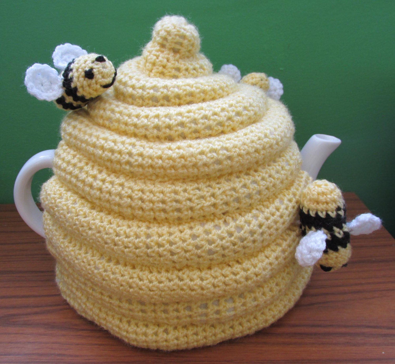 Large Crochet Beehive with Bees Tea Cosy Made to Order