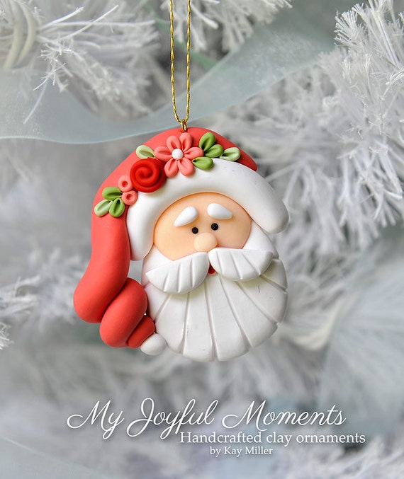 Handcrafted Polymer Clay Santa Claus Ornament