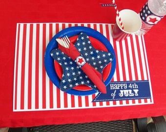 50% OFF SALE - July Fourth Placemat Printable - 4th of July -Stars and Stripes Collection Collection
