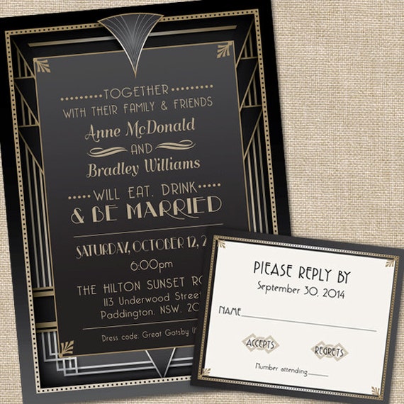 Great Gatsby Wedding Invitation Templates 3