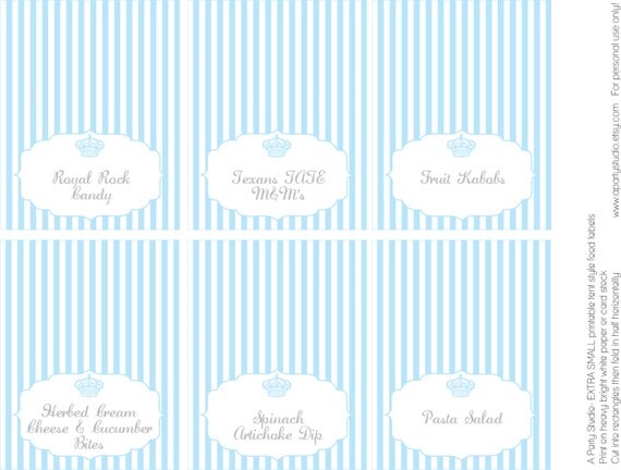 Blue and Grey- Tent Style Food Labels- Print your own Il_570xn