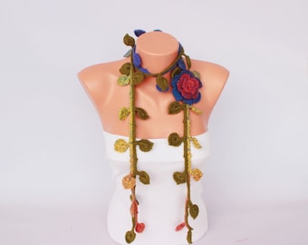 Crochet necklace scarf , crochet lariat scarf ,crochet jewelry scarf,gift