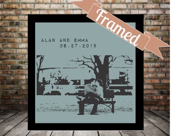 Engagement Gift Personalized Photo Custom Silhouette FRAMED Art Personalized Engagement Gifts Unique Engagement Gift for Her Gift for Him