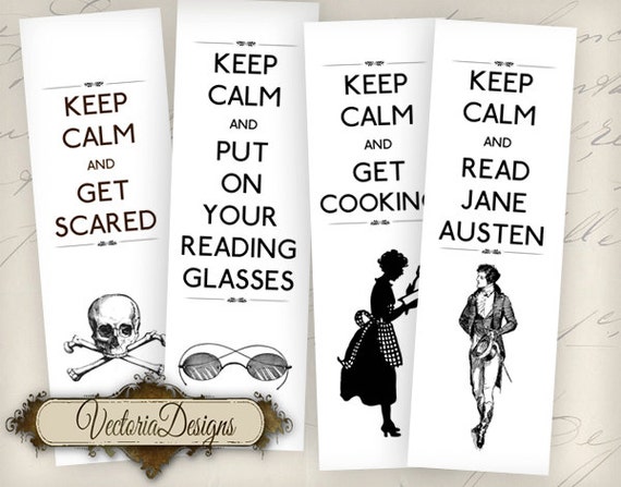 Keep Calm Bookmarks instant download printable by VectoriaDesigns