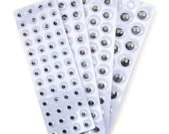 Sticky back eyes, 6mm, 10mm, 12mm, 14mm