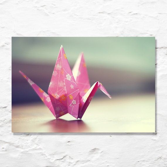 paper crane photo nursery art fine art photography pink