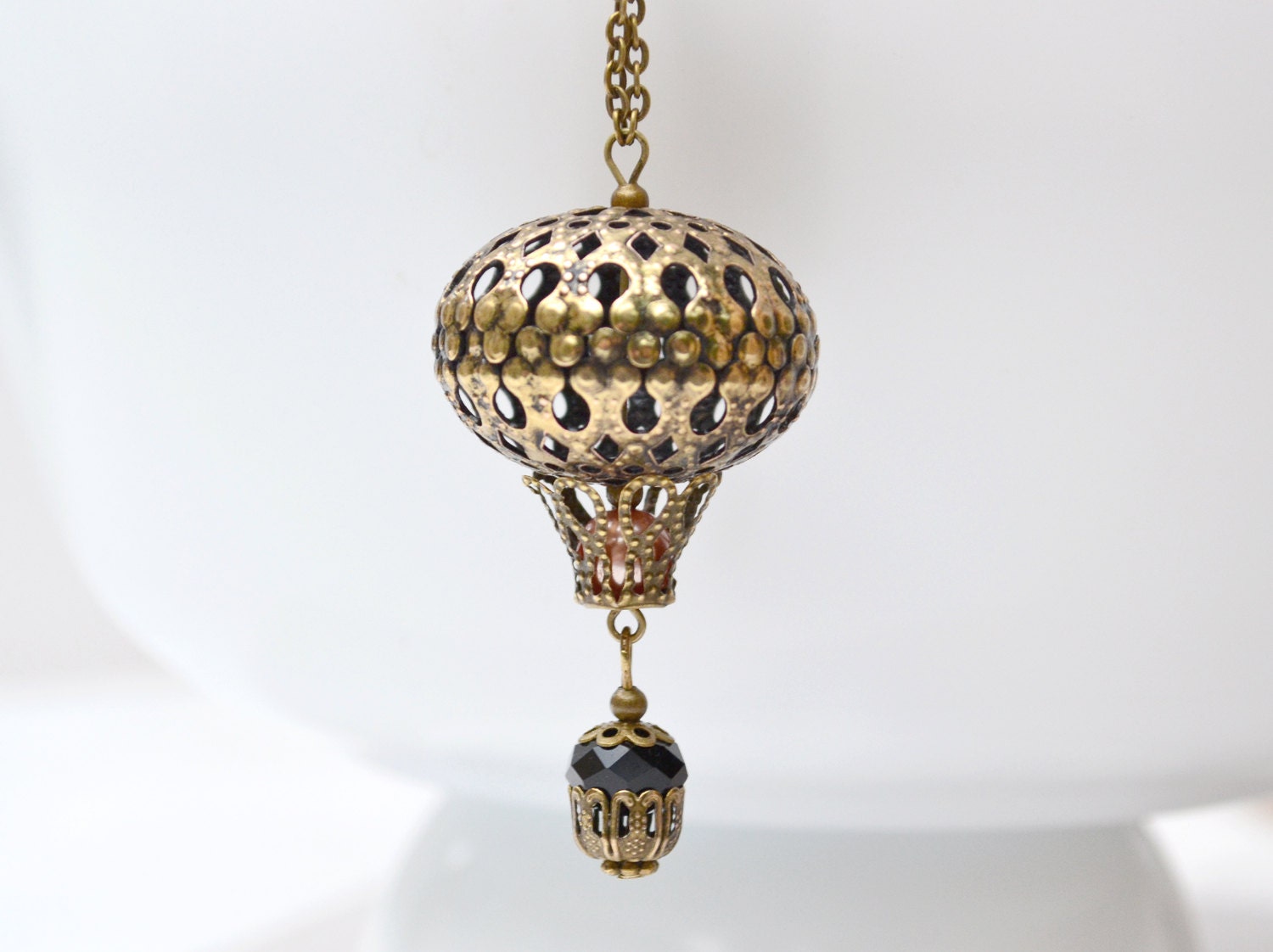 Hot Air Balloon Necklace World Traveler Whimsical Necklace