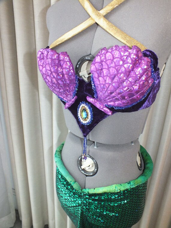 mermaid costume shell bra top