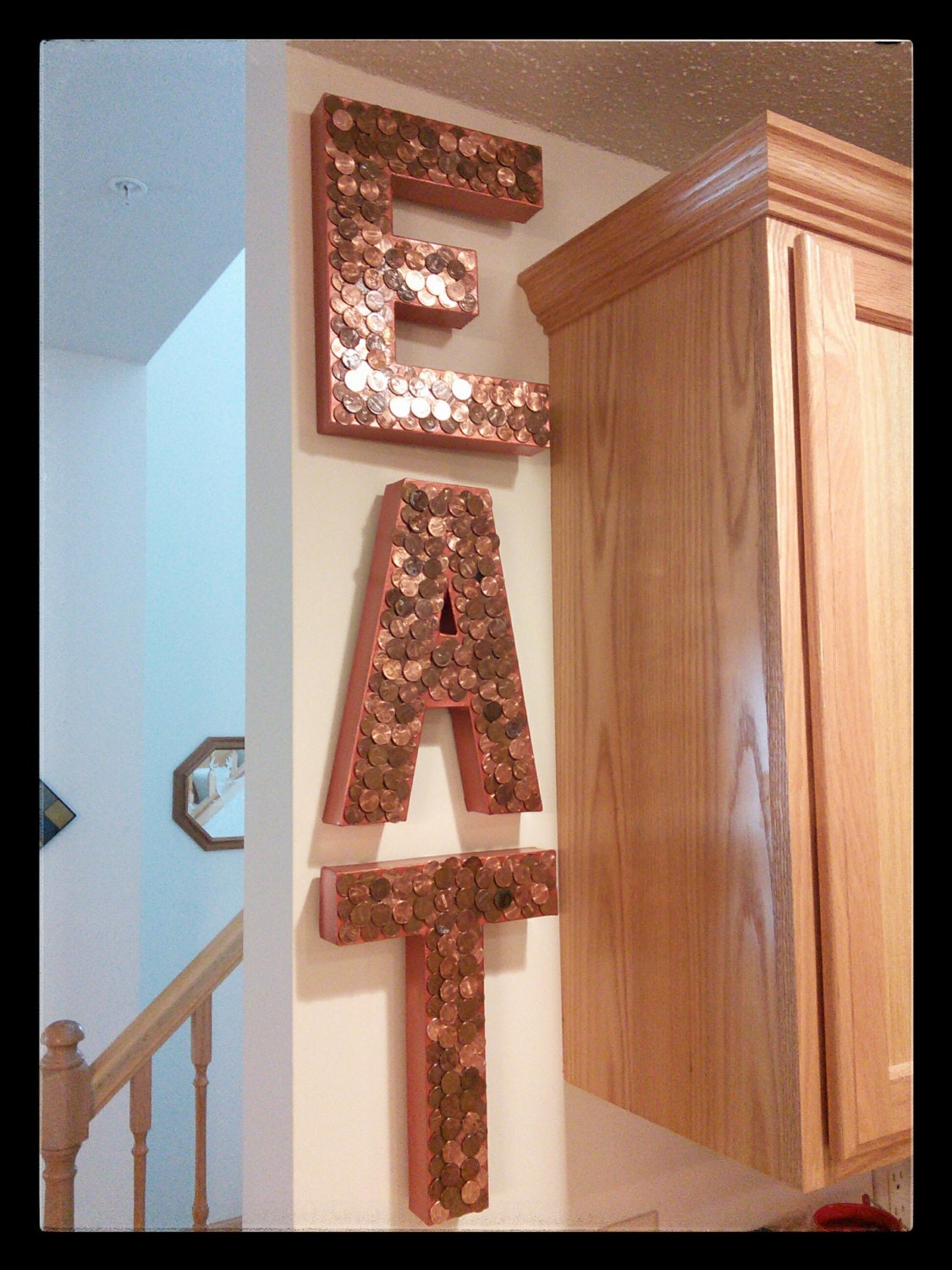 Kitchen Wall Decor Large Copper Penny EAT Sign