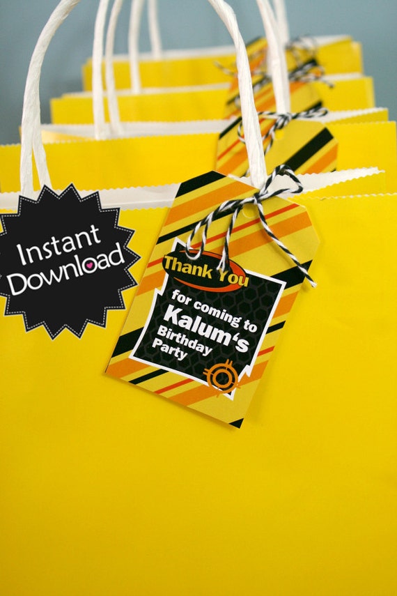 Editable Blaster War Party Favor Tags - Instant Download - Editable PDF, You Edit at Home with Adobe Reader .. nw01 Il_570xn
